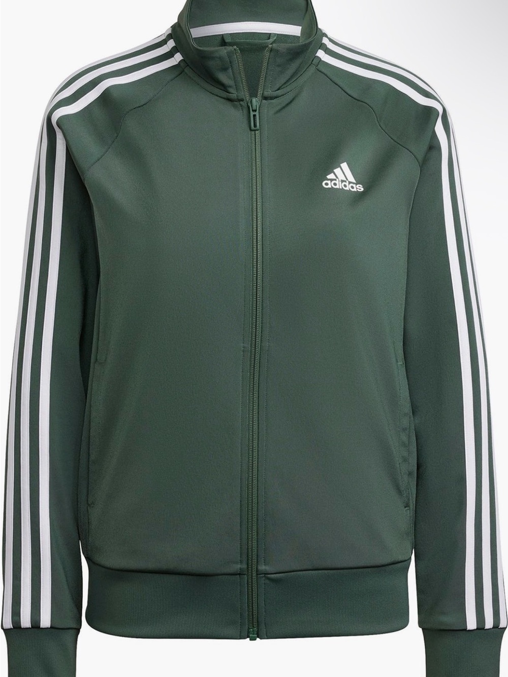 Adidas Women’s Green Track Jacket with Triple White Stripes